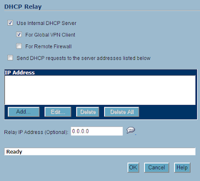 DHCP Relay Configuration Page