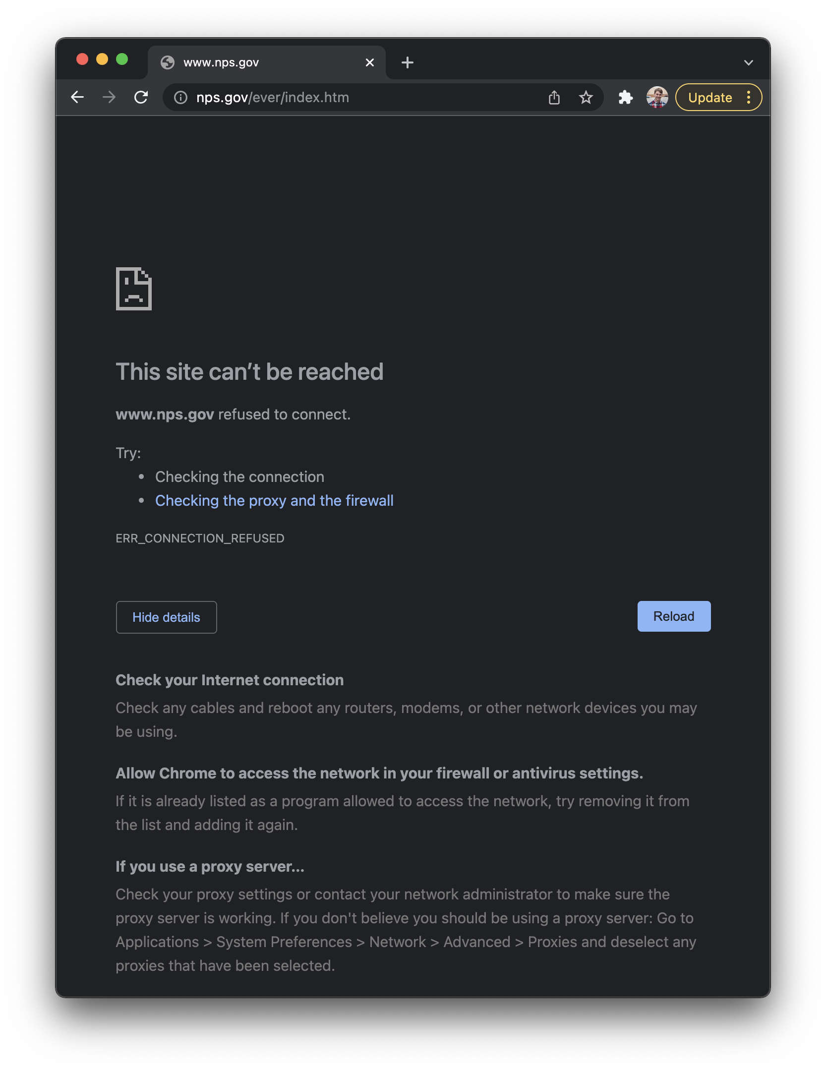 This site can&rsquo;t be reached
