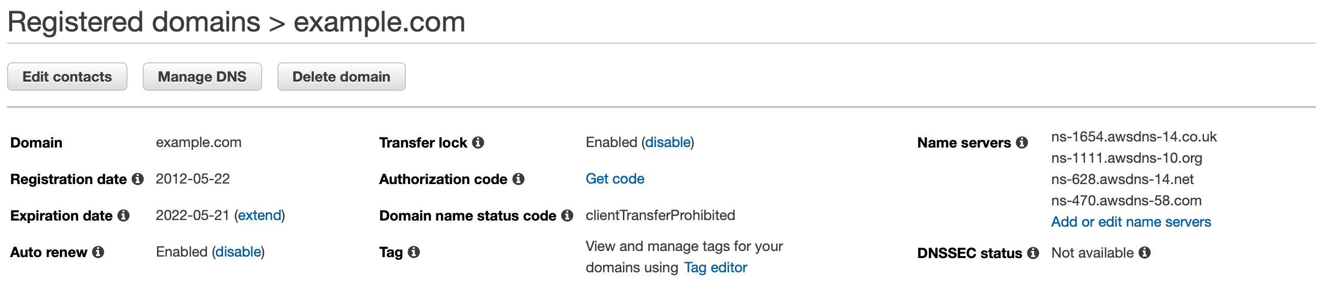 Registered domain example.com